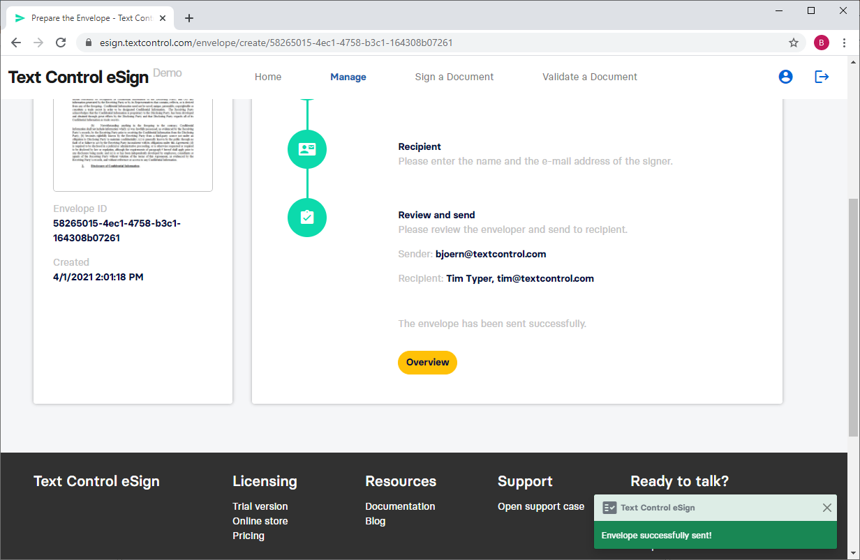 Text Control eSign