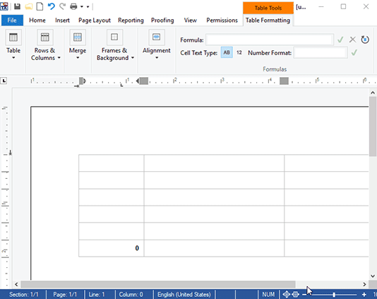 Table with formula Table with formula