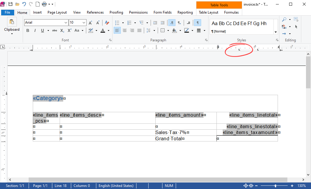 Invoice template