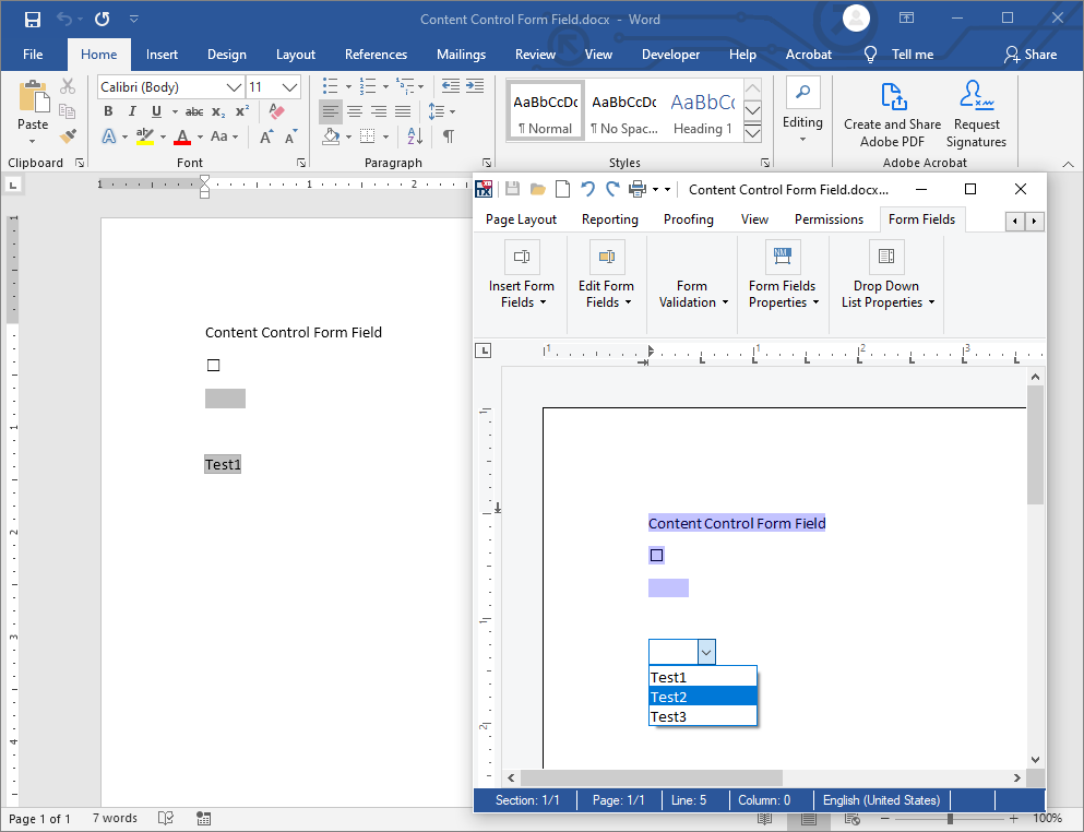 MS Word form field import and export MS Word form field import and export