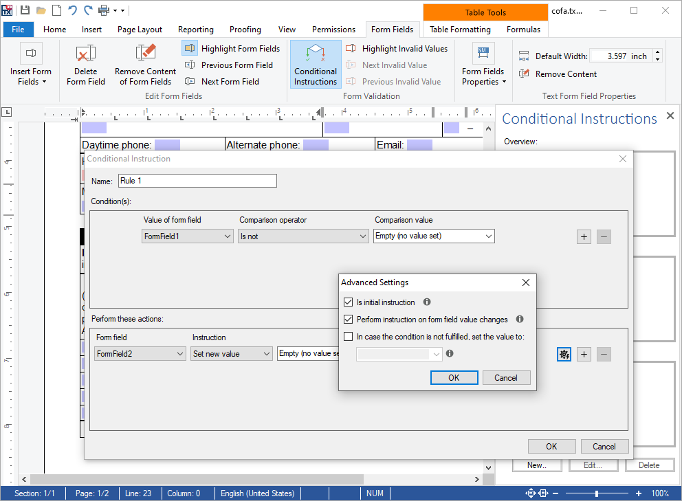 Form field Ribbon UI Form field Ribbon UI
