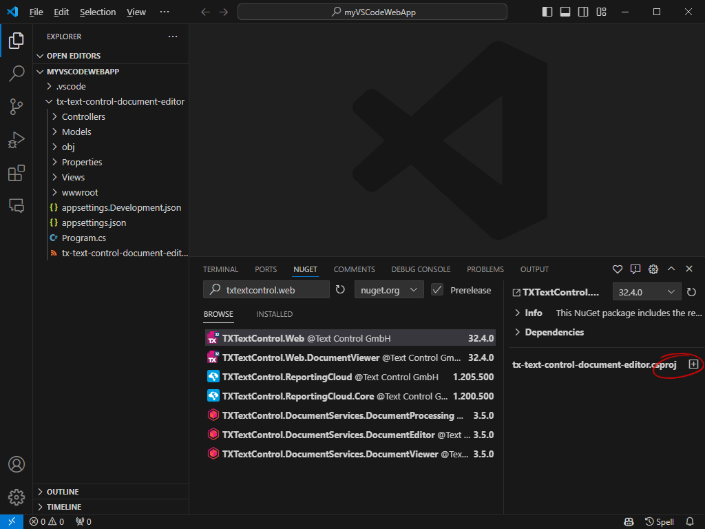 TX Text Control in VS Code