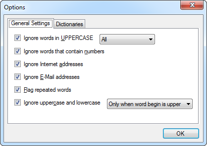 New options dialog New options dialog