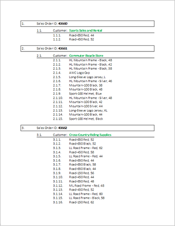 Reporting: Merge blocks and structured numbered lists