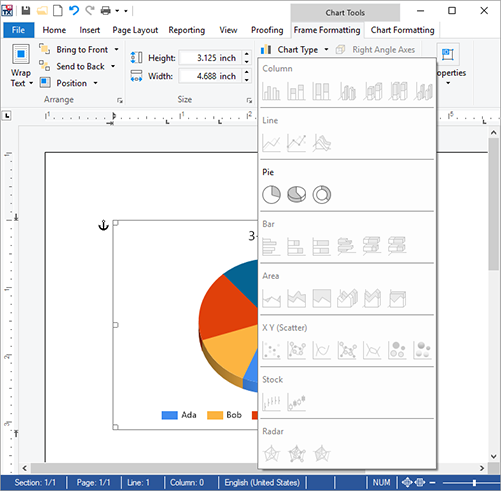 Chart Layout Tab