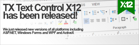 TX Text Control X12 and TX Spell 6.0 released TX Text Control X12 and TX Spell 6.0 released