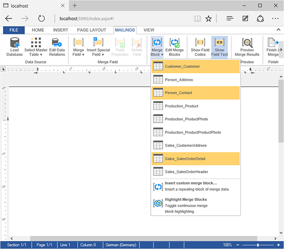 Web.TextControl X13: Improved merge field insertion Web.TextControl X13: Improved merge field insertion