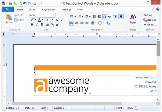 using sub templates in text control reporting word headers templates