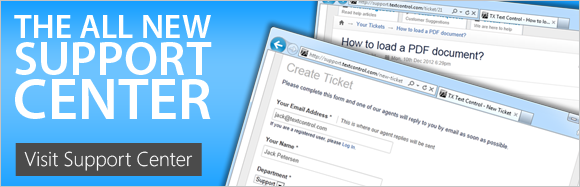 New TX Text Control Support Center Released New TX Text Control Support Center Released