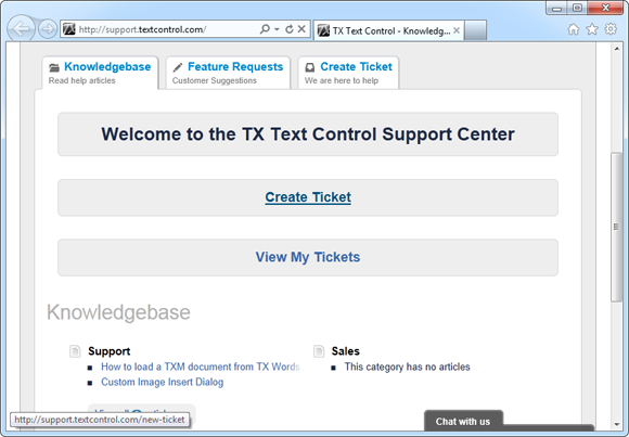 New TX Text Control Support Center Released New TX Text Control Support Center Released