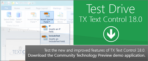 Test drive TX Text Control 18.0: CTP demo released Test drive TX Text Control 18.0: CTP demo released