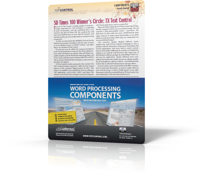 SD Times 100: TX Text Control SD Times 100: TX Text Control