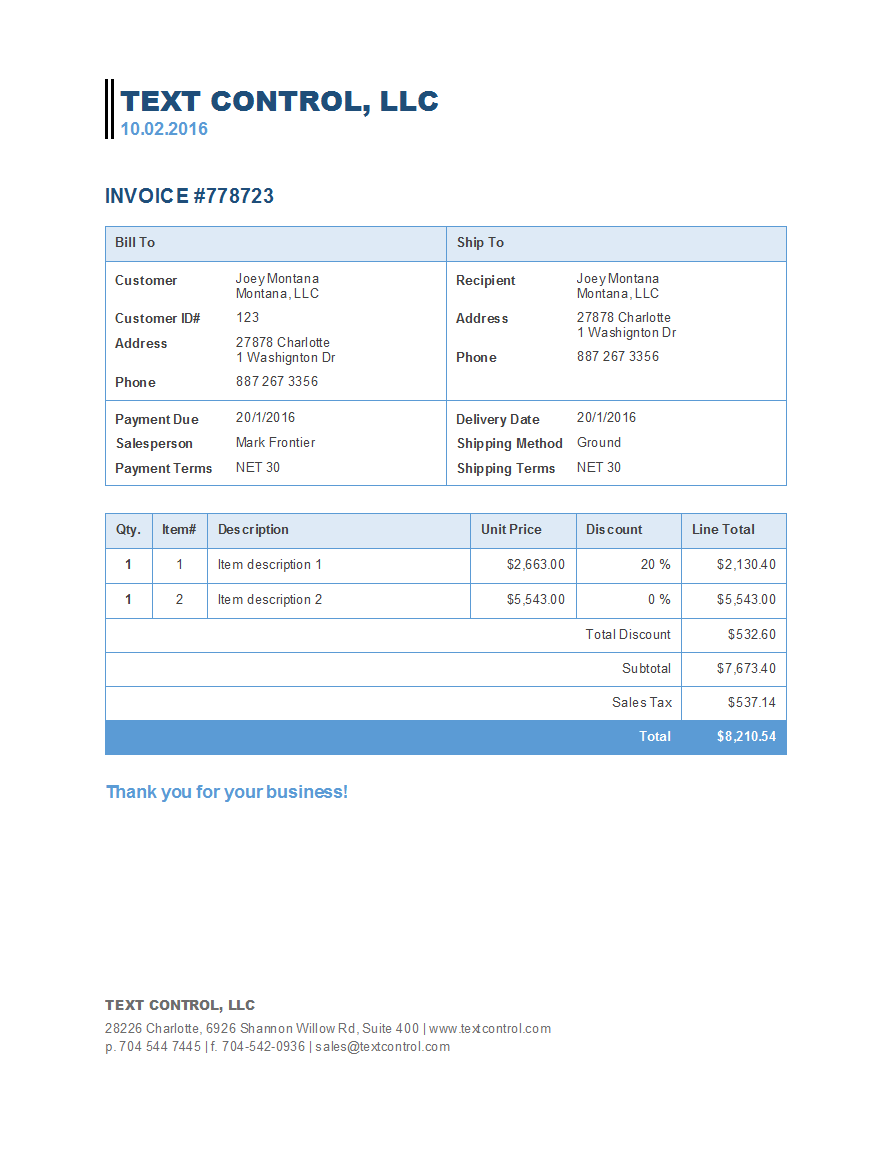 Easy to use sample templates with sample xml data files