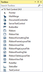 Visual Studio toolbox TX Text Control X14 Visual Studio toolbox TX Text Control X14