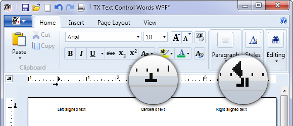 Tab positions Tab positions