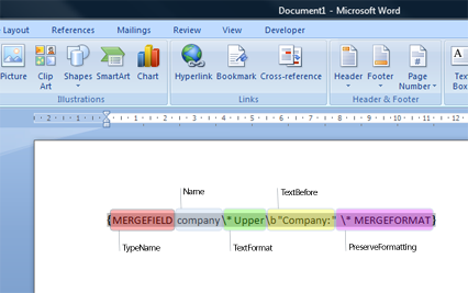 Merge fields in MS Word Merge fields in MS Word
