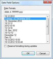 Date field options Date field options
