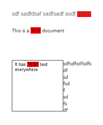 Find and highlight strings in all text parts Find and highlight strings in all text parts
