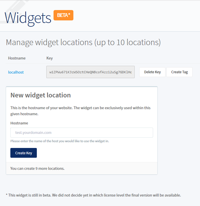 Manage Widgets