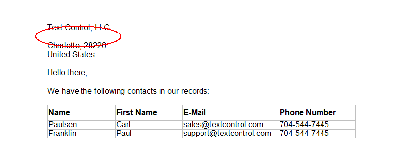 TX Text Control sample template