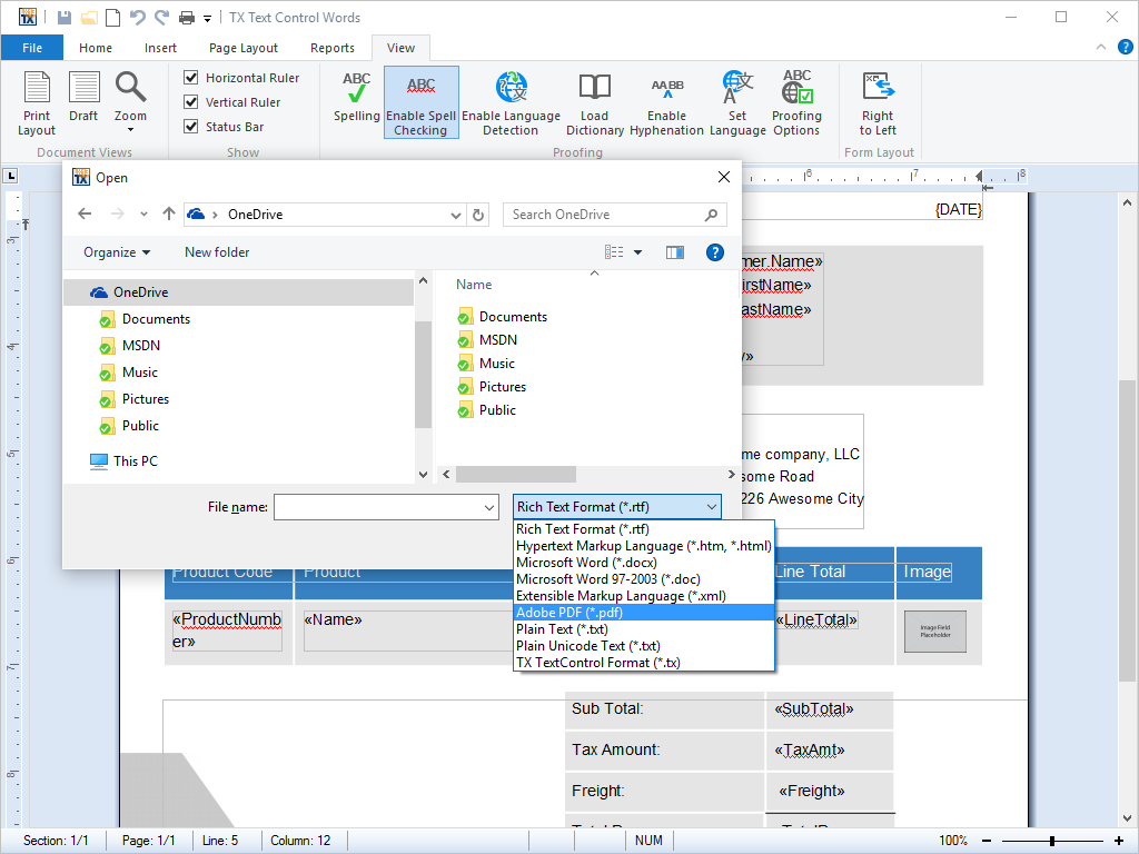 TX Text Control .NET for Windows Forms :: Features