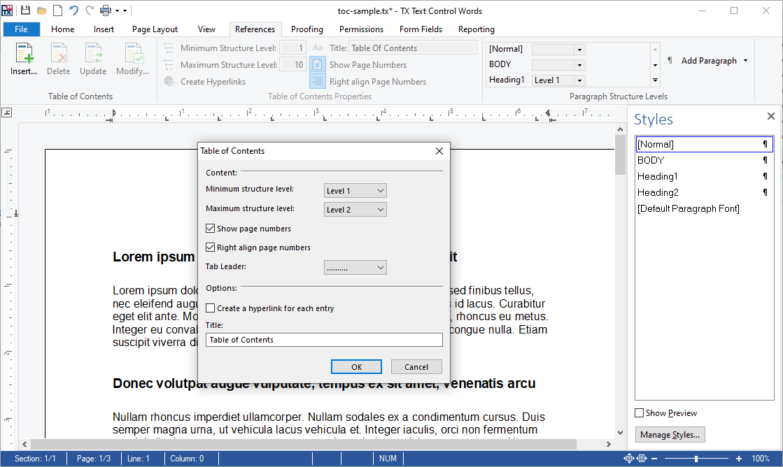 make a clickable table of contents in word react make a clickable table of contents in word react