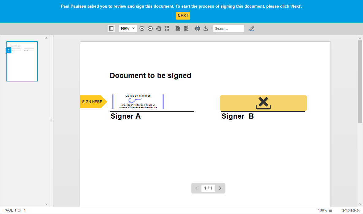 Signing the Document