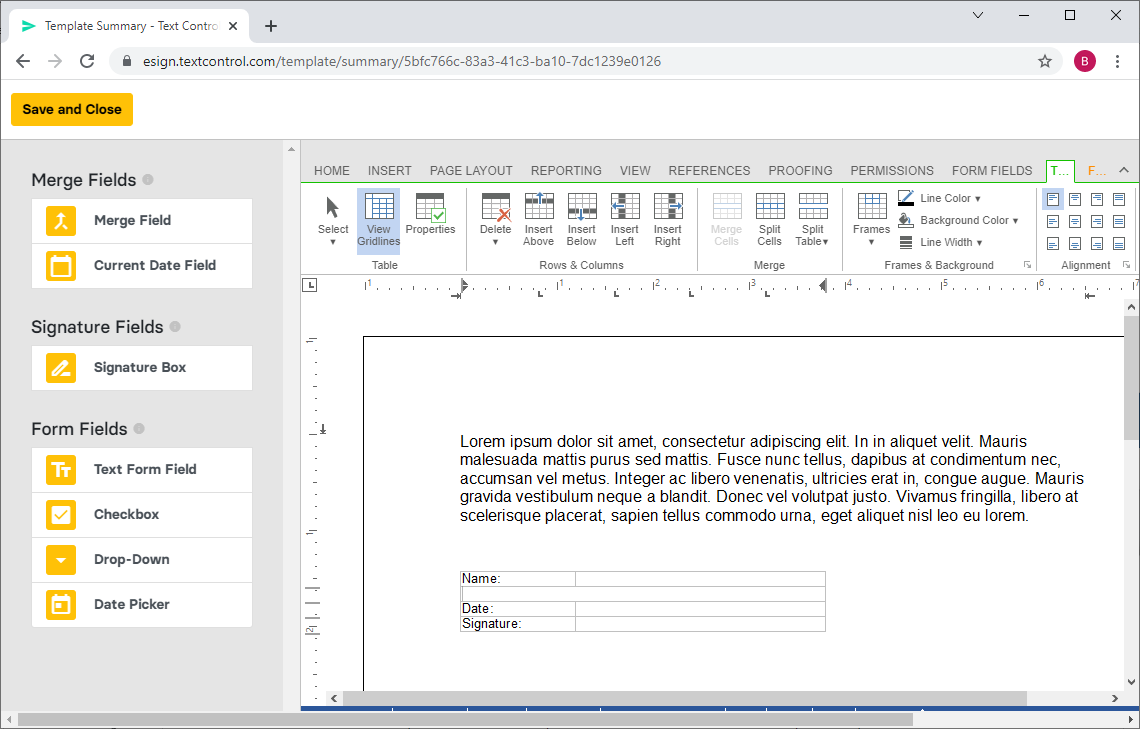 Creating documents with TX Text Control