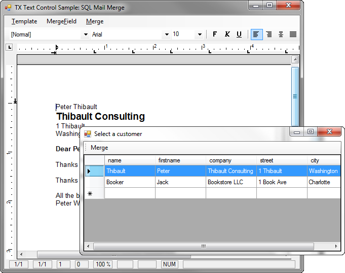italiensk Fængsling Ambient Mail Merge with an MS SQL Server Database