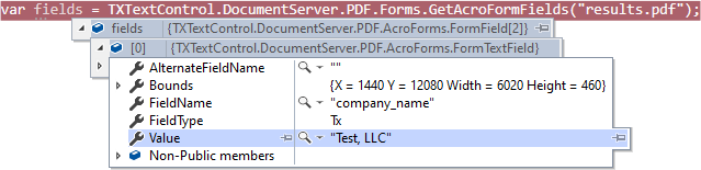 Form fields in TX Text Control