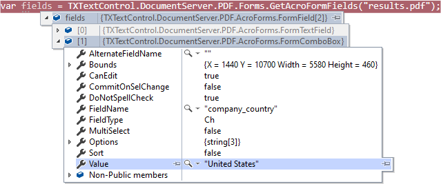 Form fields in TX Text Control