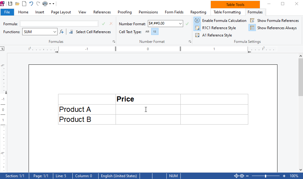 Formatting numbers in Text Control