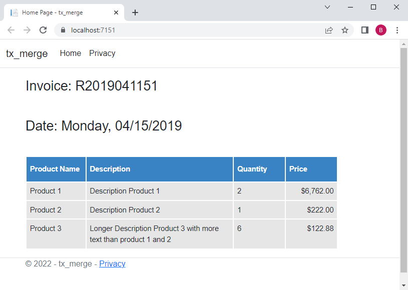 Invoice creation with TX Text Control