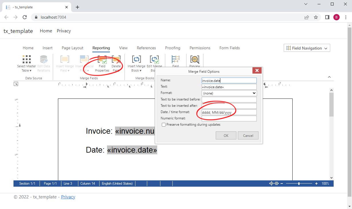 Invoice creation with TX Text Control