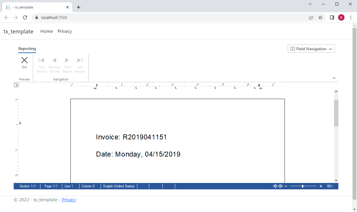 Invoice creation with TX Text Control