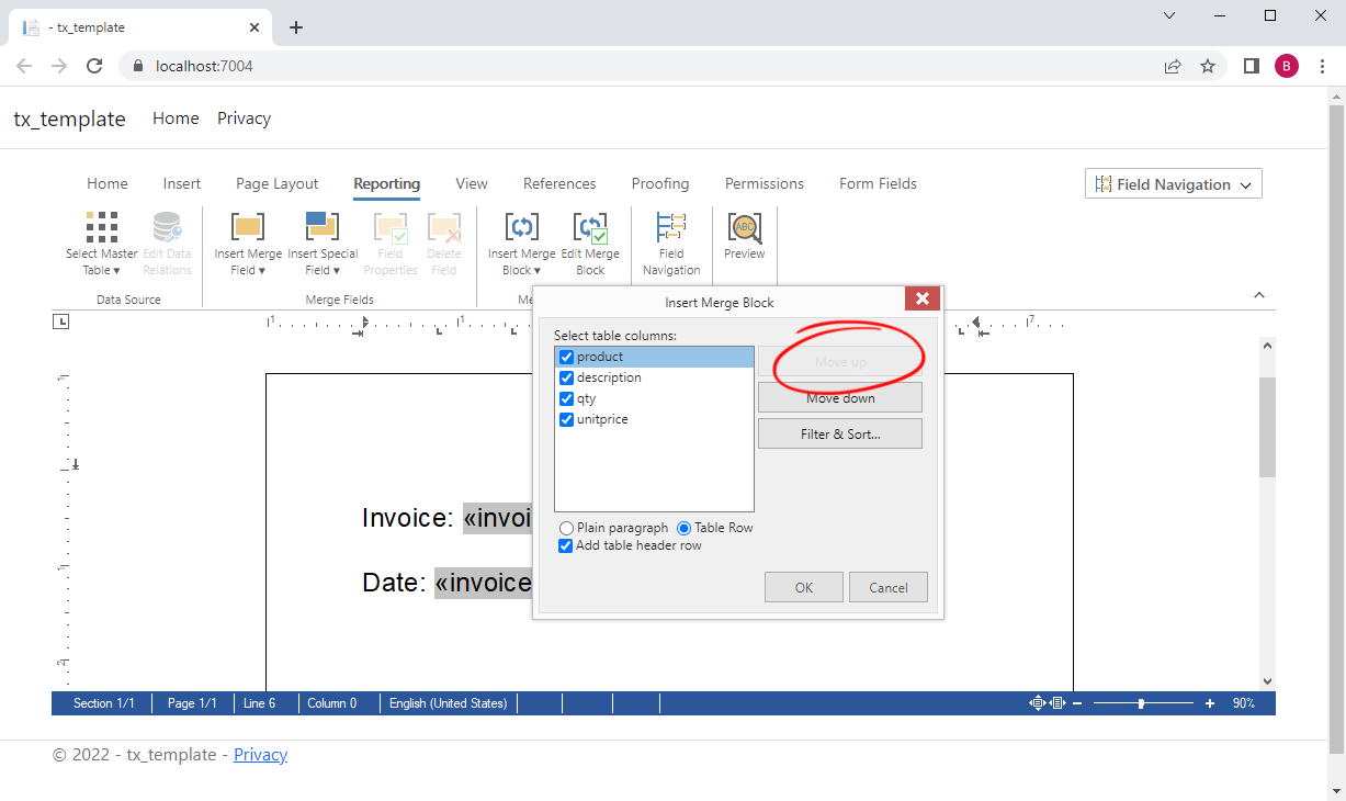 Invoice creation with TX Text Control