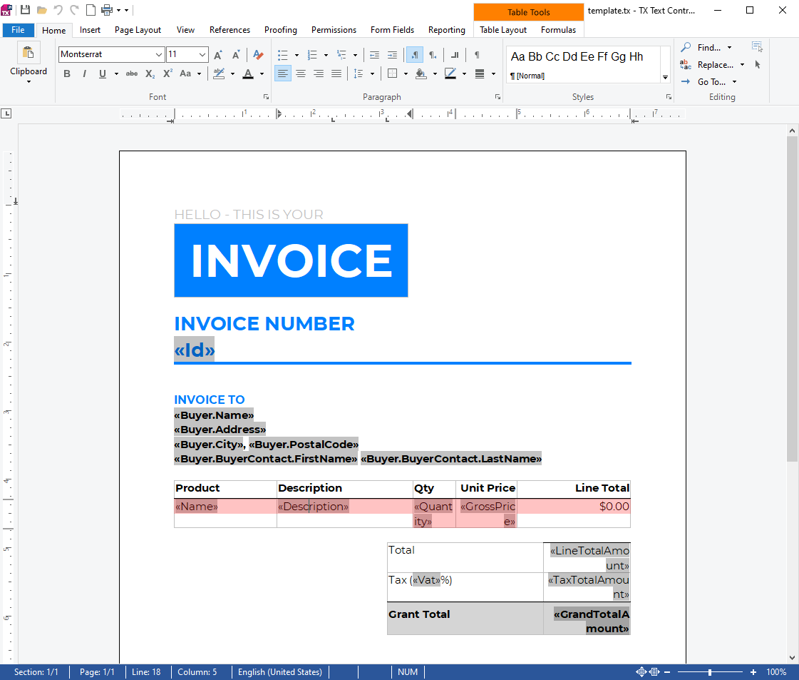 Invoice template