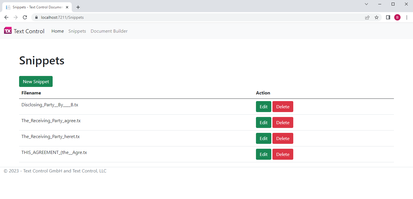 Text Snippets in TX Text Control