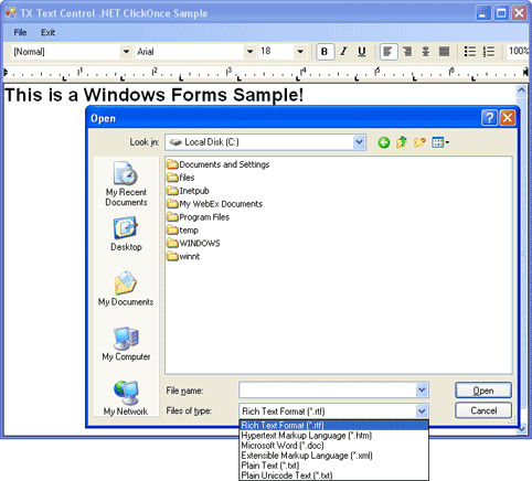 TX Text Control .NET for Windows Forms ClickOnce Deployment