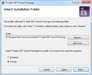 TX Spell .NET ActiveX Package installation