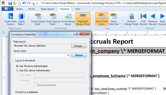 TX Text Control mail merge