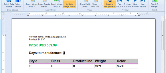 Mailings tab in TX Text Control Words Mailings tab in TX Text Control Words
