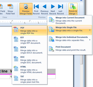 Mailings tab in TX Text Control Words Mailings tab in TX Text Control Words