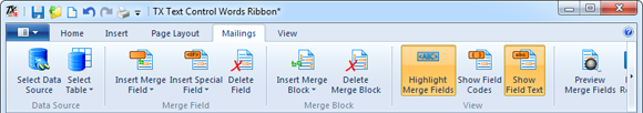 New Mailings tab in TX Words New Mailings tab in TX Words