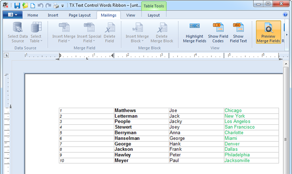 New Mailings tab in TX Words New Mailings tab in TX Words
