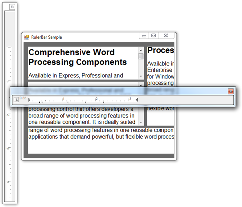 TX Text Control with external ruler bars