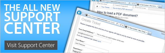 New TX Text Control Support Center Released
