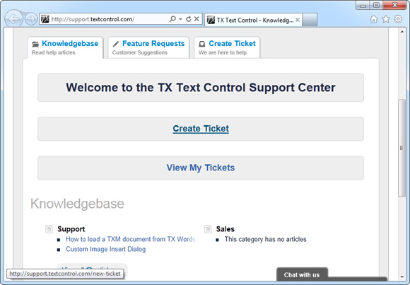New TX Text Control Support Center Released