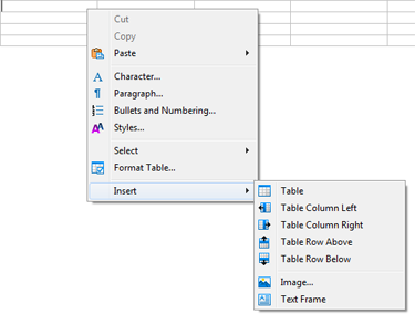 Context menus Context menus