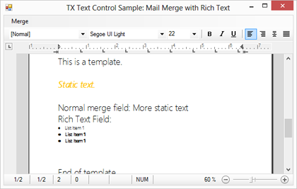 Reporting: Merge formatted text into MergeFields using HTML